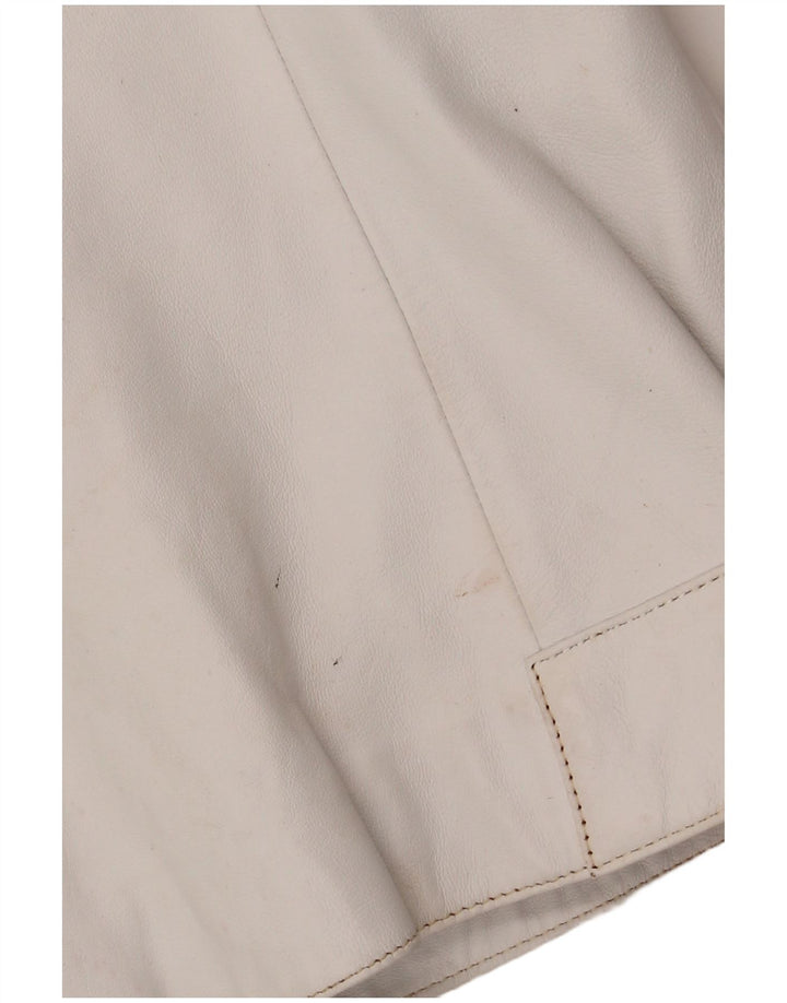 Arlen Ness Womens Leather Biker Jacket UK 18 XL Off White Leather