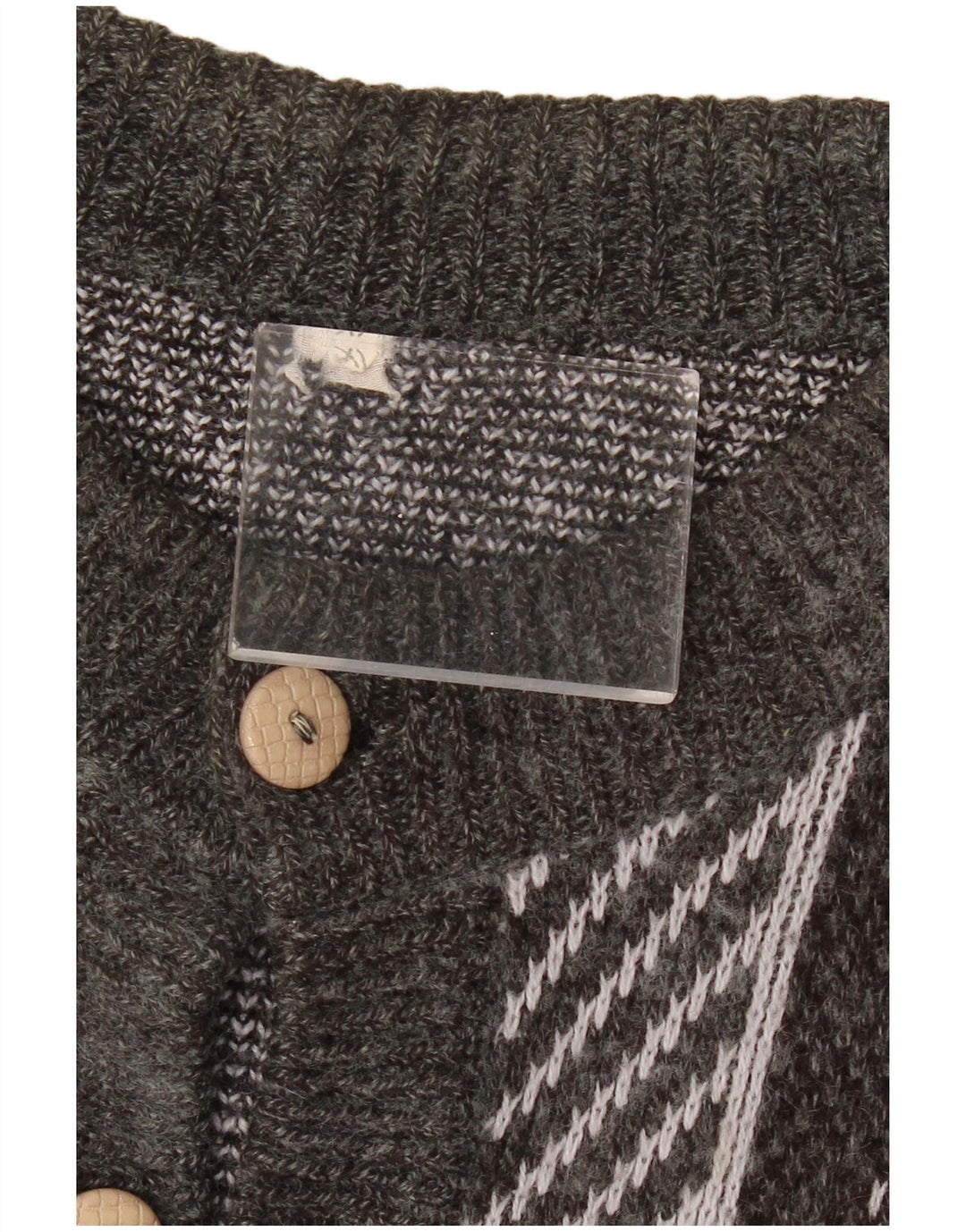 VINTAGE Womens Oversized Cardigan Sweater UK 18 XL Grey Geometric