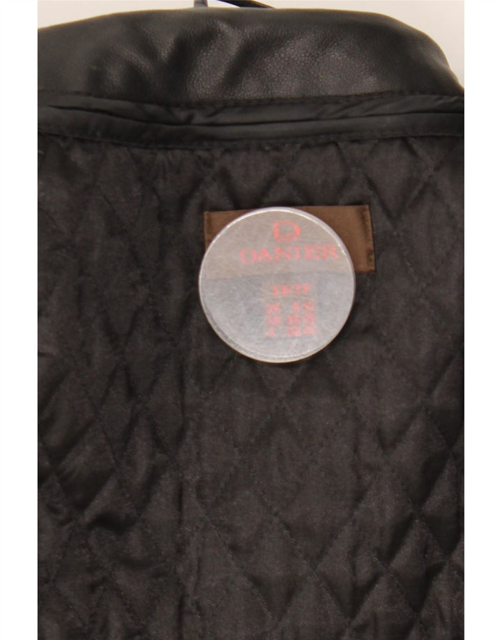 Danier Womens Hooded Leather Jacket UK 8/10 Small Black Leather