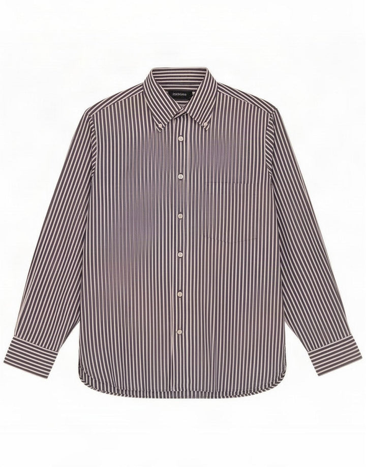 Gant Mens Shirt Small Navy Blue Striped Cotton