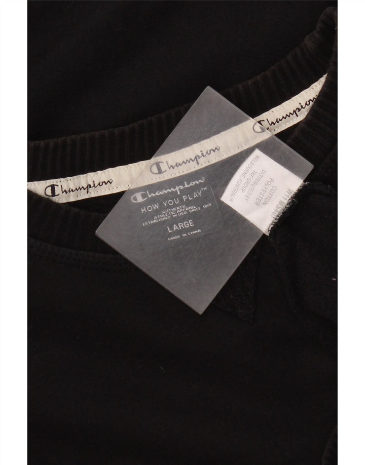 Champion Mens Graphic Sweatshirt Jumper Large Black Cotton