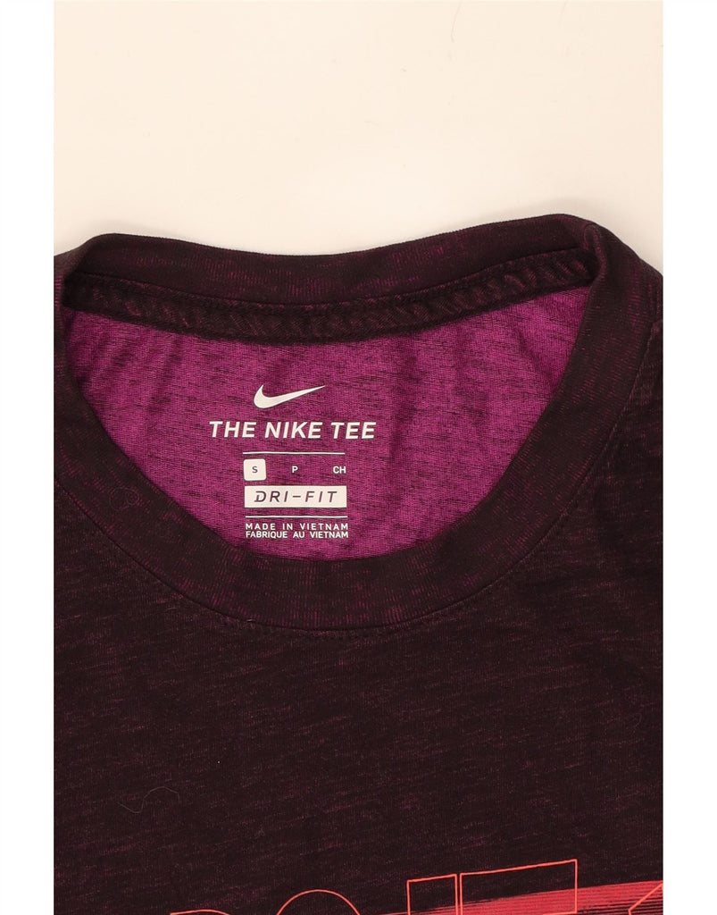 NIKE Mens Dri Fit Graphic T-Shirt Top Small Burgundy Cotton Vintage Nike and Second-Hand Nike from Messina Hembry 
