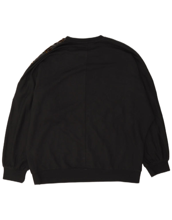 Zara Womens Oversized Crew Neck Jumper Sweater UK 10 Small Black Floral