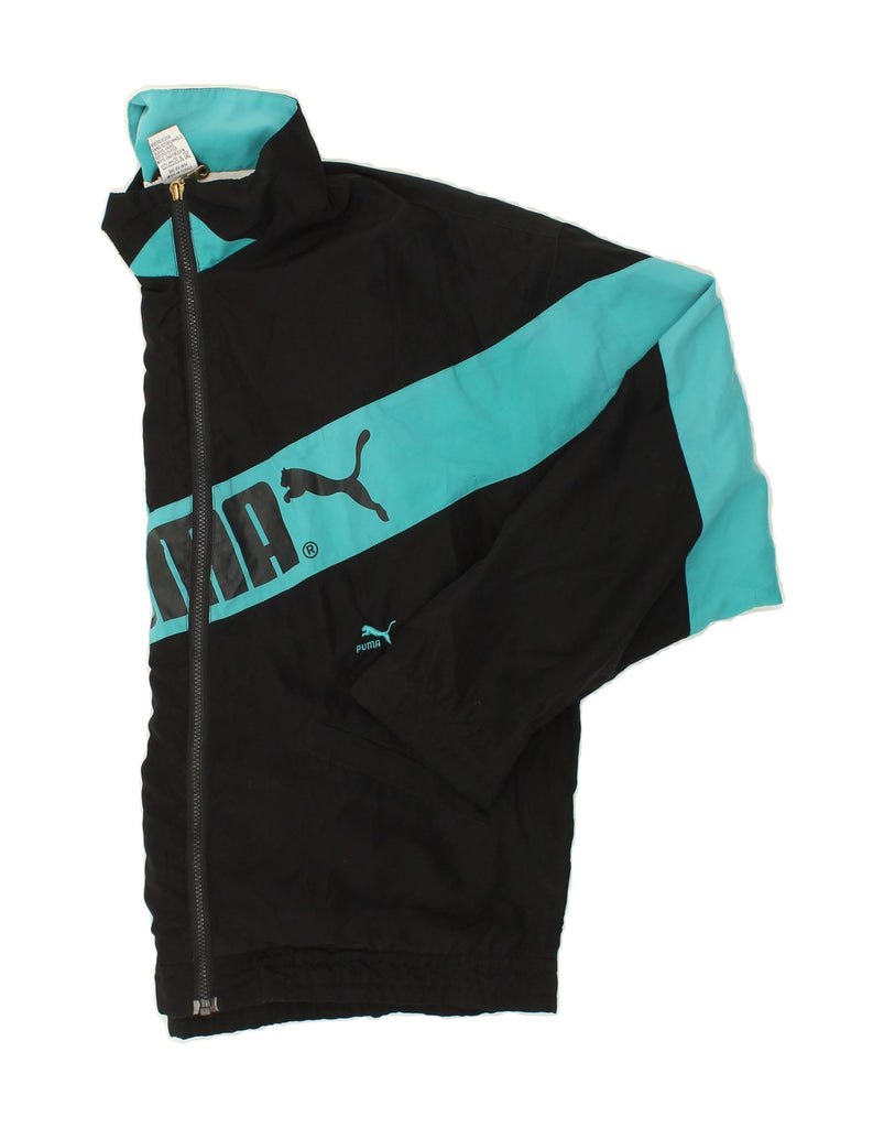 PUMA Mens Graphic Tracksuit Top Jacket UK 48 2XL Black Colourblock Vintage Puma and Second-Hand Puma from Messina Hembry 