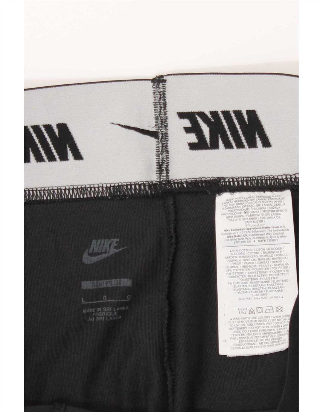 Nike Womens Graphic Leggings UK 16 Large Black Cotton