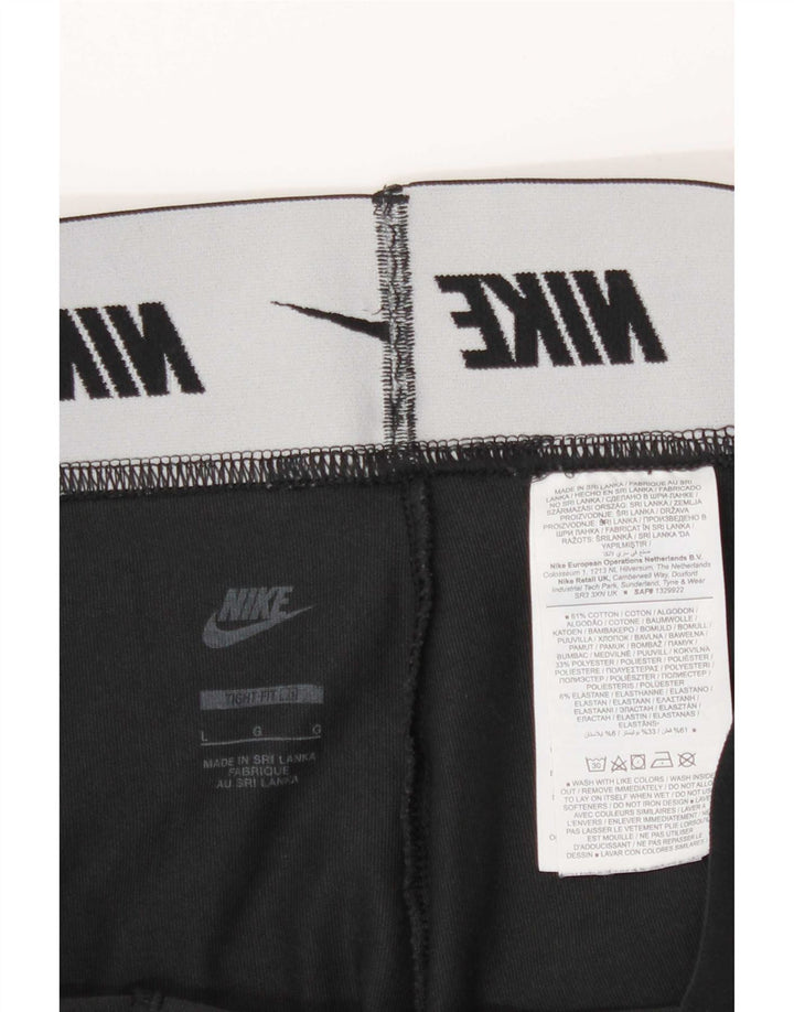 Nike Womens Graphic Leggings UK 16 Large Black Cotton