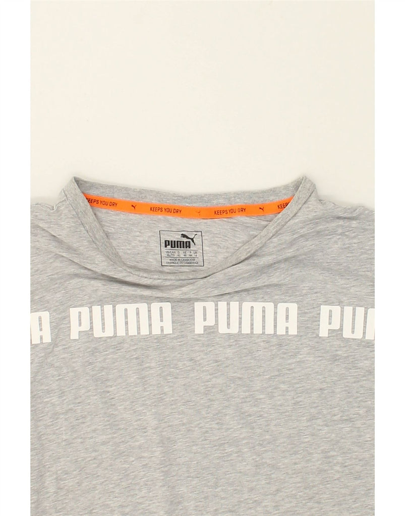 PUMA Womens Oversized Graphic T-Shirt Top UK 16 Large  Grey Flecked | Vintage Puma | Thrift | Second-Hand Puma | Used Clothing | Messina Hembry 