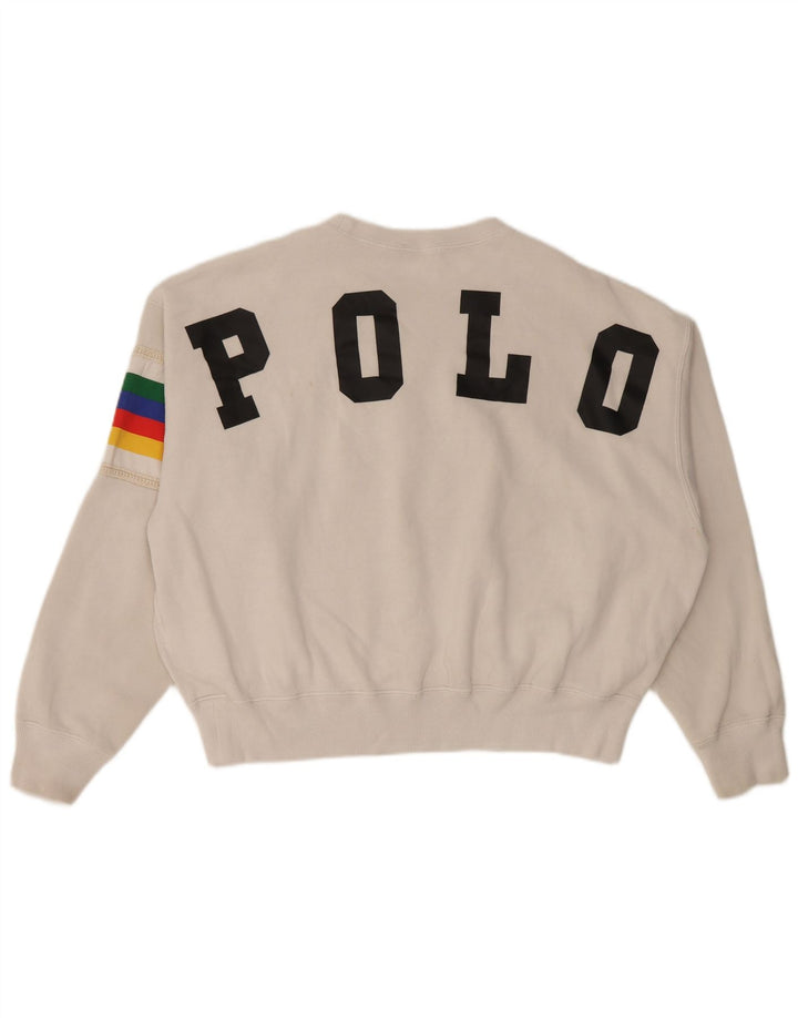 Polo Ralph Lauren Womens Graphic Sweatshirt Jumper UK 14 Medium Grey
