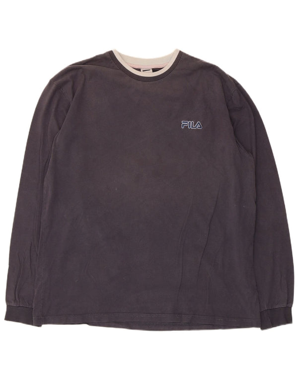 Fila Mens Top Long Sleeve Large Grey Cotton