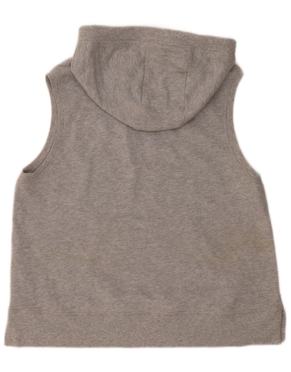 Dkny Womens Graphic Sleeveless Hoodie Jumper UK 16 Large Grey Flecked