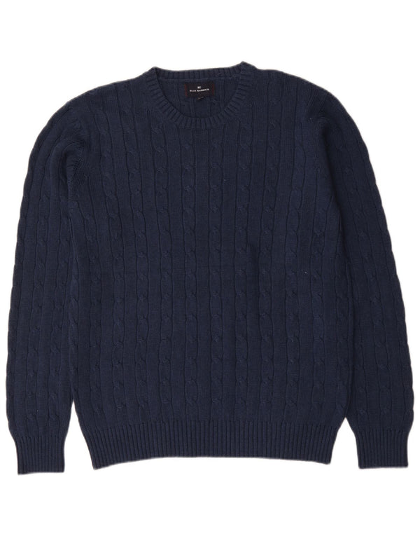 Marks & Spencer Mens Blue Harbour Crew Neck Jumper Sweater Large Navy Blue