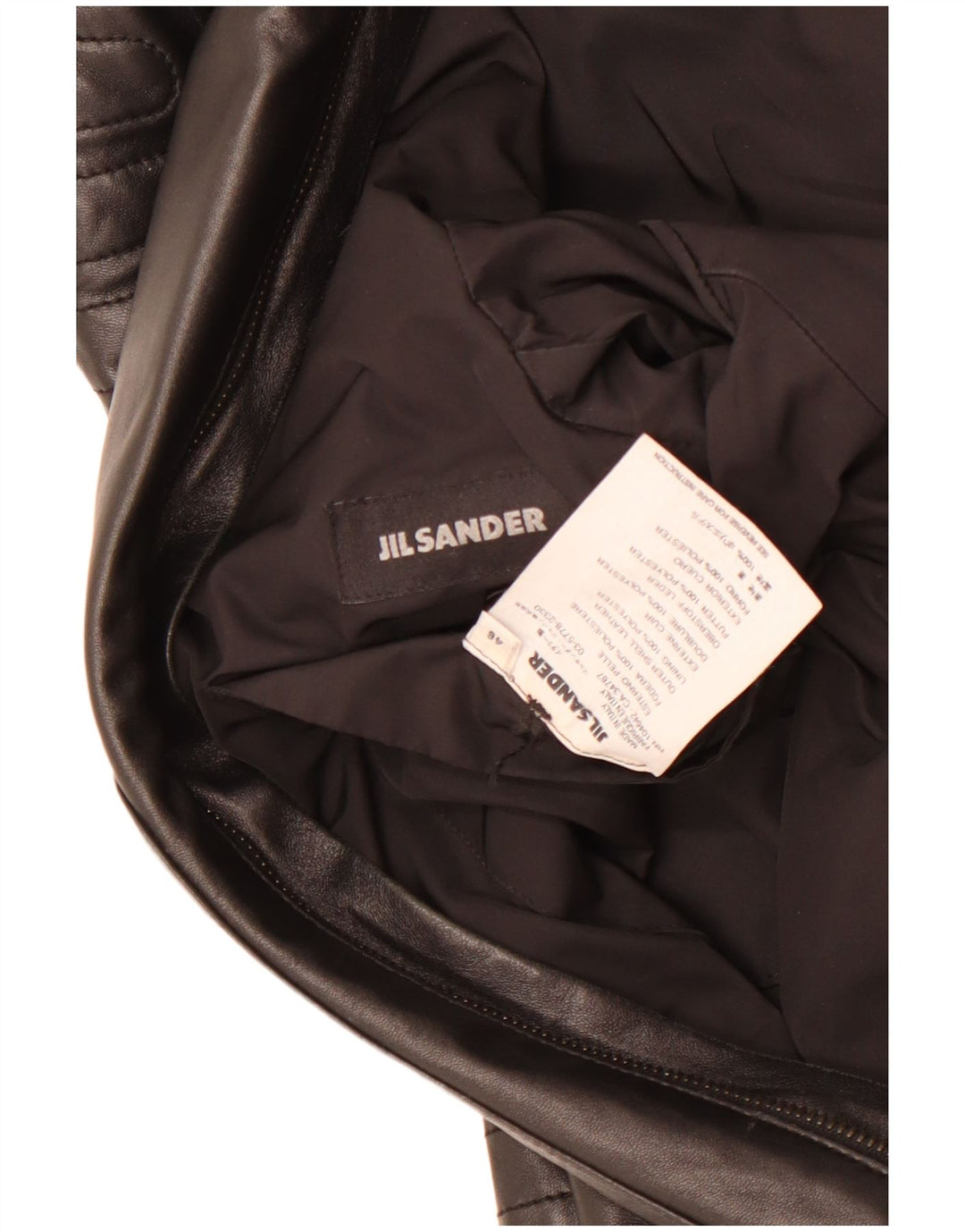 JIL SANDER Womens Leather Racer Jacket IT 46 Large Black Leather