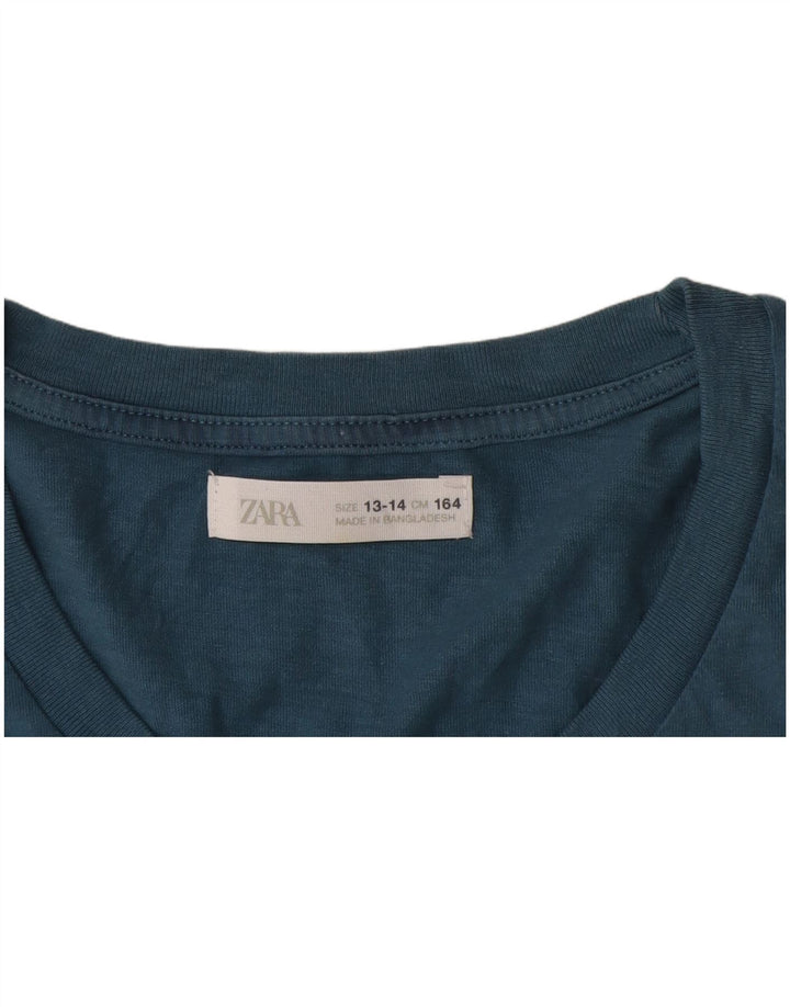 Zara Boys Graphic Vest Top 13-14 Years Blue Colourblock