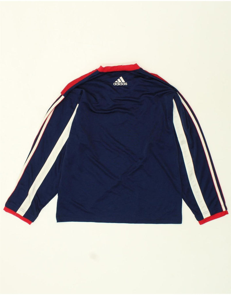 ADIDAS Mens Graphic Top Long Sleeve UK 34/36 Small Navy Blue Colourblock | Vintage Adidas | Thrift | Second-Hand Adidas | Used Clothing | Messina Hembry 