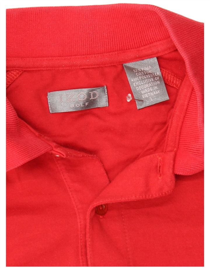 IZOD Mens Polo Shirt Large Red Cotton