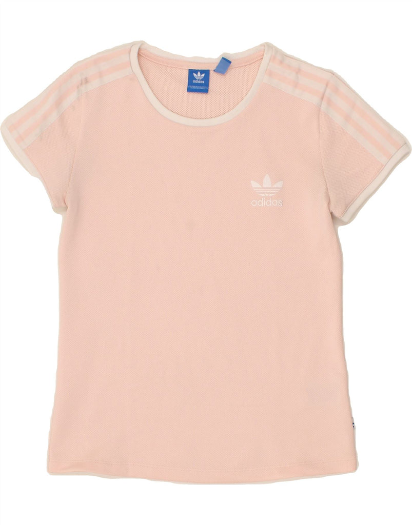 ADIDAS Womens T-Shirt Top UK 12 Medium Pink Polyester Vintage Adidas and Second-Hand Adidas from Messina Hembry 