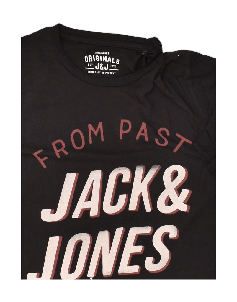 JACK & JONES Mens Graphic T-Shirt Top Medium Black Cotton | Vintage Jack & Jones | Thrift | Second-Hand Jack & Jones | Used Clothing | Messina Hembry 