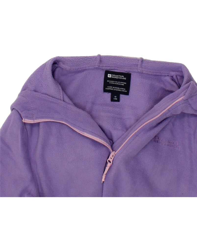 MOUNTAIN WAREHOUSE Girls Zip Neck Hooded Fleece Jumper 12-13 Years Purple Vintage Mountain Warehouse and Second-Hand Mountain Warehouse from Messina Hembry 