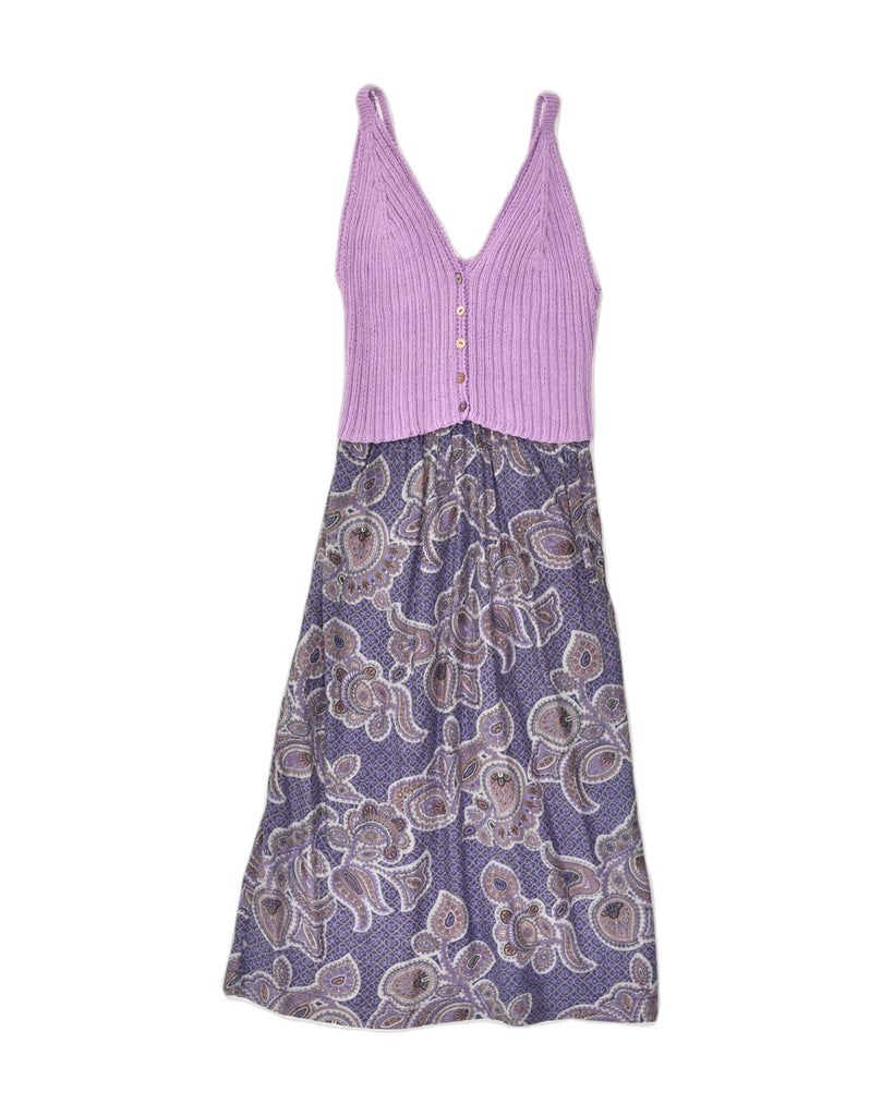 VINTAGE Womens Sleeveless A-Line Dress UK 8 Small Purple Floral | Vintage Vintage | Thrift | Second-Hand Vintage | Used Clothing | Messina Hembry 