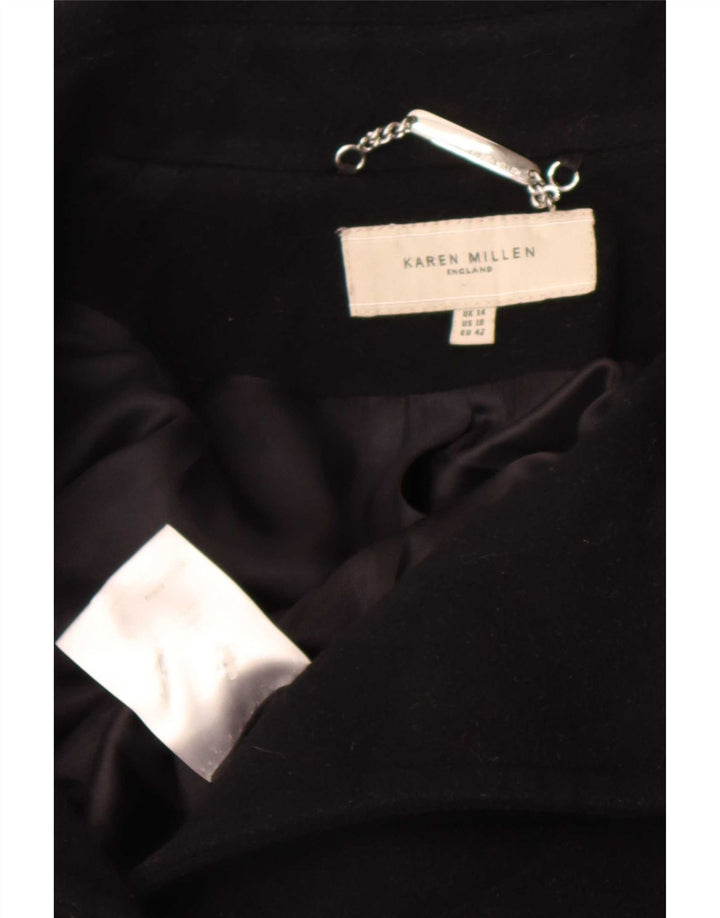 Karen Millen Womens Overcoat UK 14 Large Black Polyamide