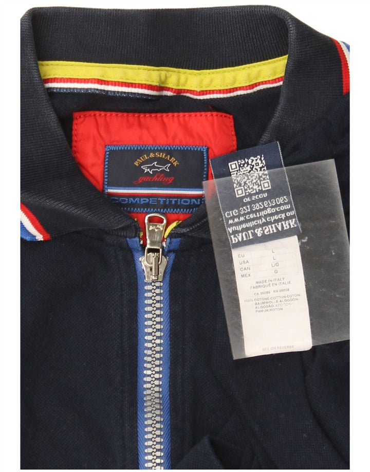 Paul & Shark Mens Polo Shirt Large Navy Blue Cotton