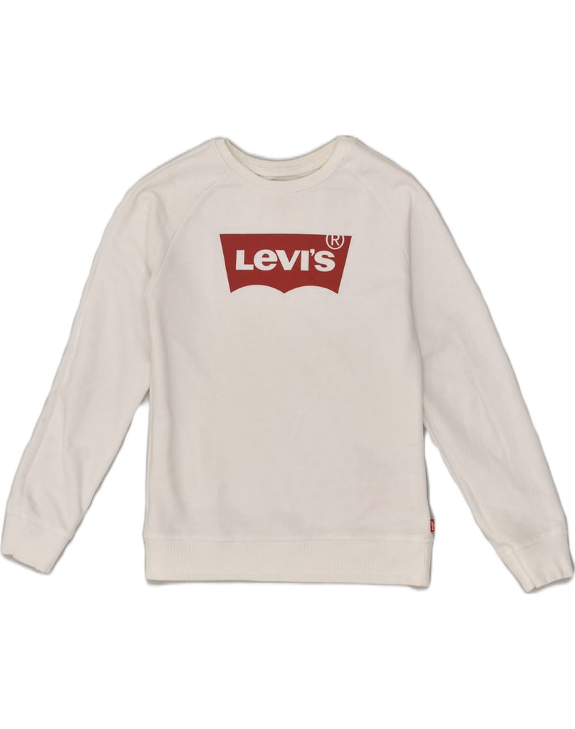 LEVI'S Boys Graphic Sweatshirt Jumper 13-14 Years White Cotton | Vintage Levi's | Thrift | Second-Hand Levi's | Used Clothing | Messina Hembry 