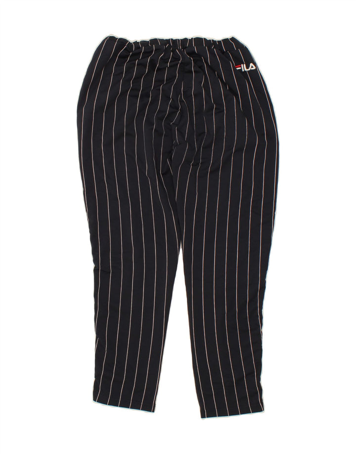 FILA Womens Tracksuit Trousers UK 12 Medium Black Striped Polyester Vintage Fila and Second-Hand Fila from Messina Hembry 