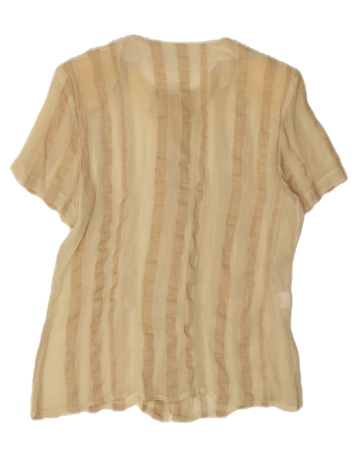 VINTAGE Womens Short Sleeve Shirt Blouse IT 44 Medium Beige Striped Vintage Vintage and Second-Hand Vintage from Messina Hembry 