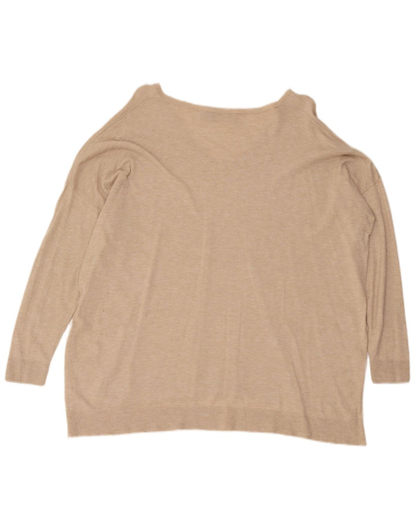 Polo Ralph Lauren Womens Oversized V-Neck Jumper Sweater UK 10 Small Beige