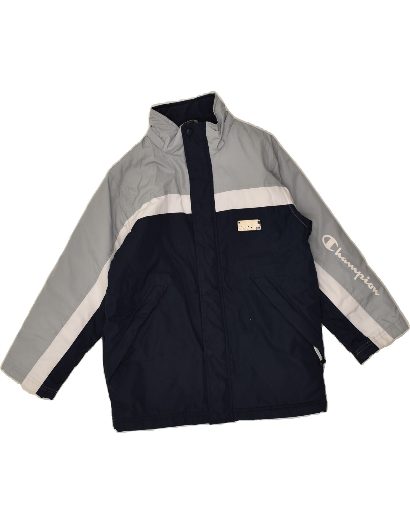 CHAMPION Boys Graphic Windbreaker Jacket 9 10 Years Grey Colourblock Vintage Second Hand Clothing Online Messina Hembry