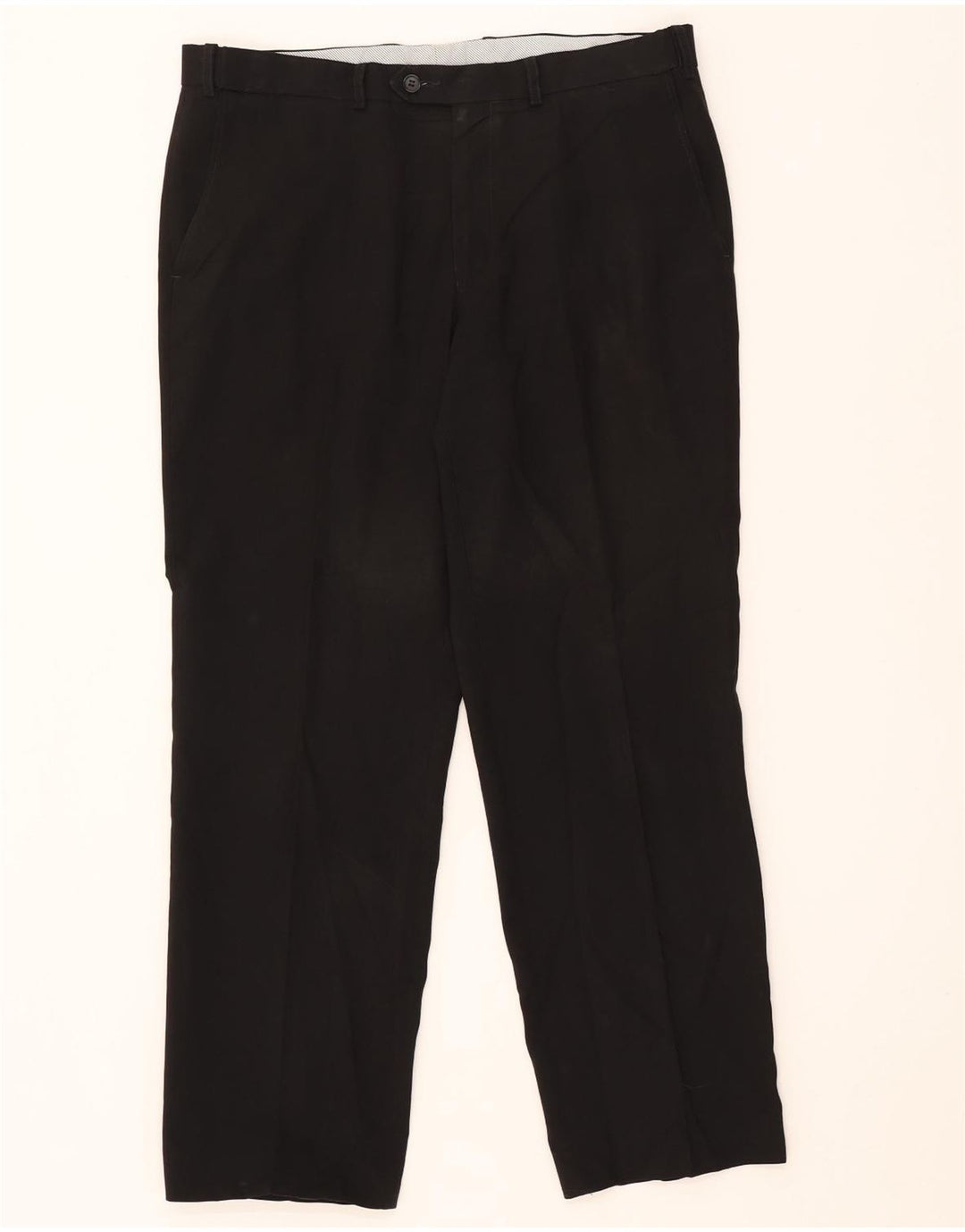 Marks & Spencer Mens Straight Chino Trousers W36 L31 Black Polyester