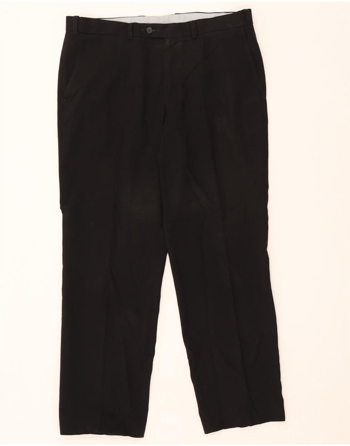 Marks & Spencer Mens Straight Chino Trousers W36 L31 Black Polyester
