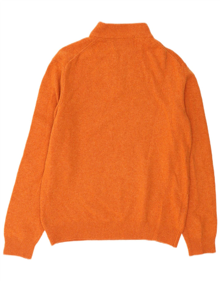 RIFLE Mens Zip Neck Jumper Sweater Medium Orange Wool