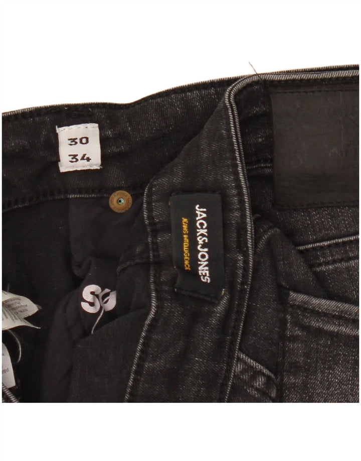 Jack & Jones Mens Slim Jeans W30 L34 Black Cotton