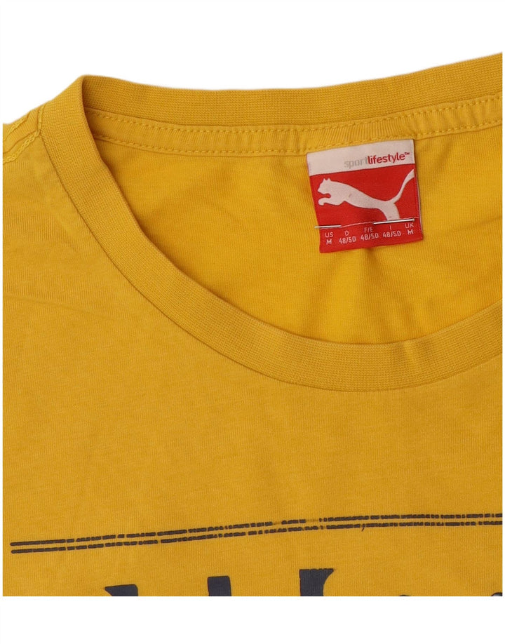 Puma Mens Graphic T-Shirt Top Medium Yellow