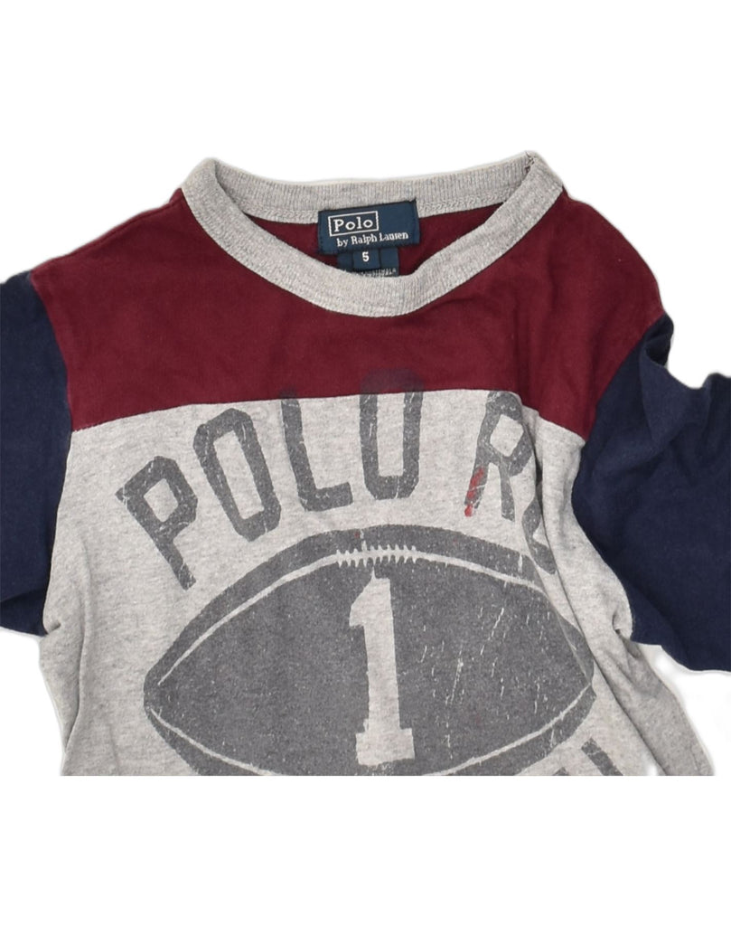 POLO RALPH LAUREN Boys Graphic Top Long Sleeve 4-5 Years Grey Colourblock | Vintage Polo Ralph Lauren | Thrift | Second-Hand Polo Ralph Lauren | Used Clothing | Messina Hembry 