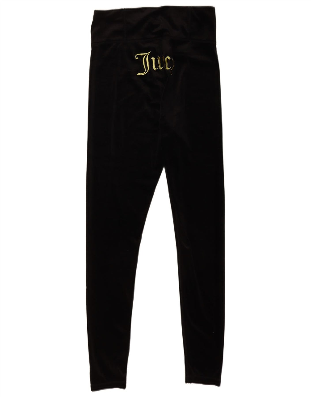 Juicy Couture Womens Graphic Velour Leggings UK 12 Medium Black Polyester
