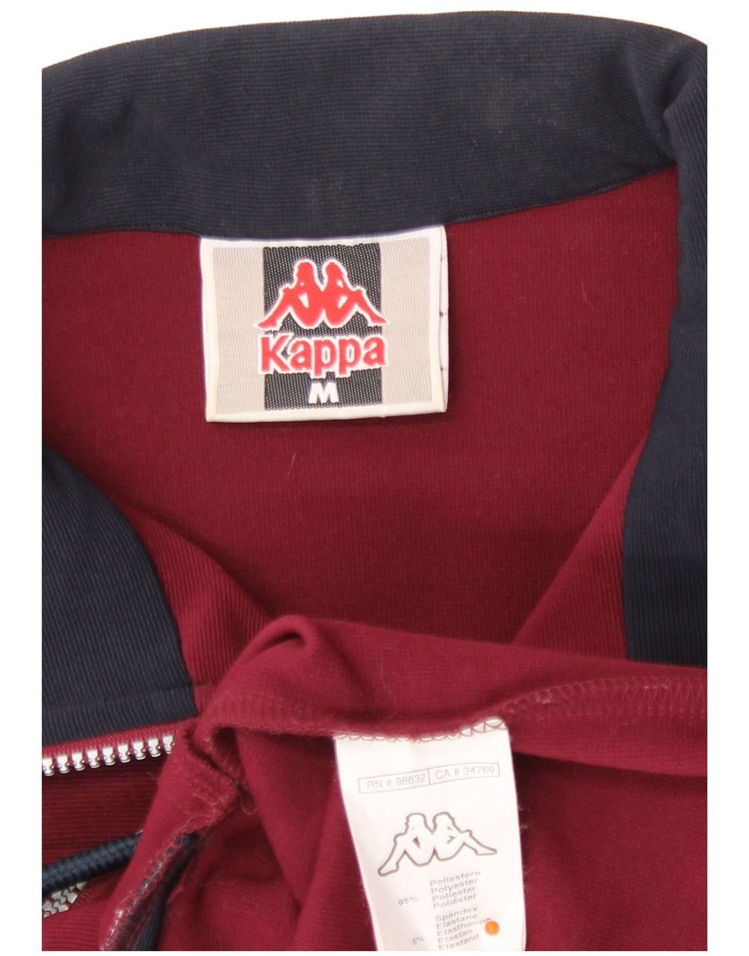 Kappa Mens Tracksuit Top Jacket Medium Burgundy Colourblock Polyester