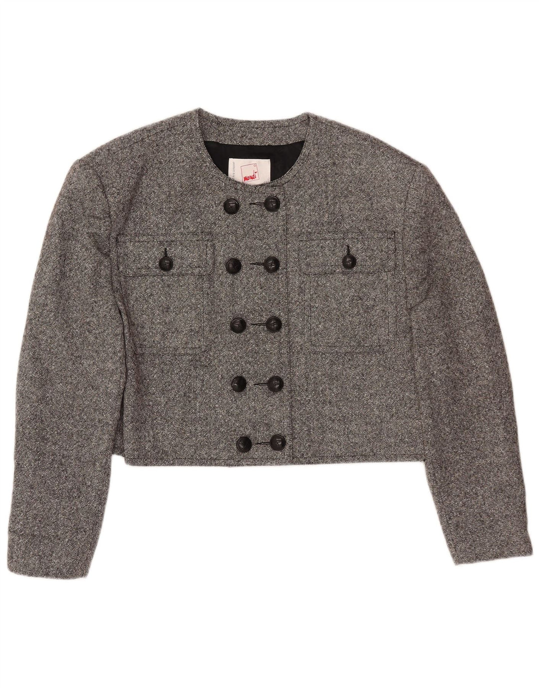 MONDI Womens Double Breasted Bolero Jacket EU 42 Large Grey Wool