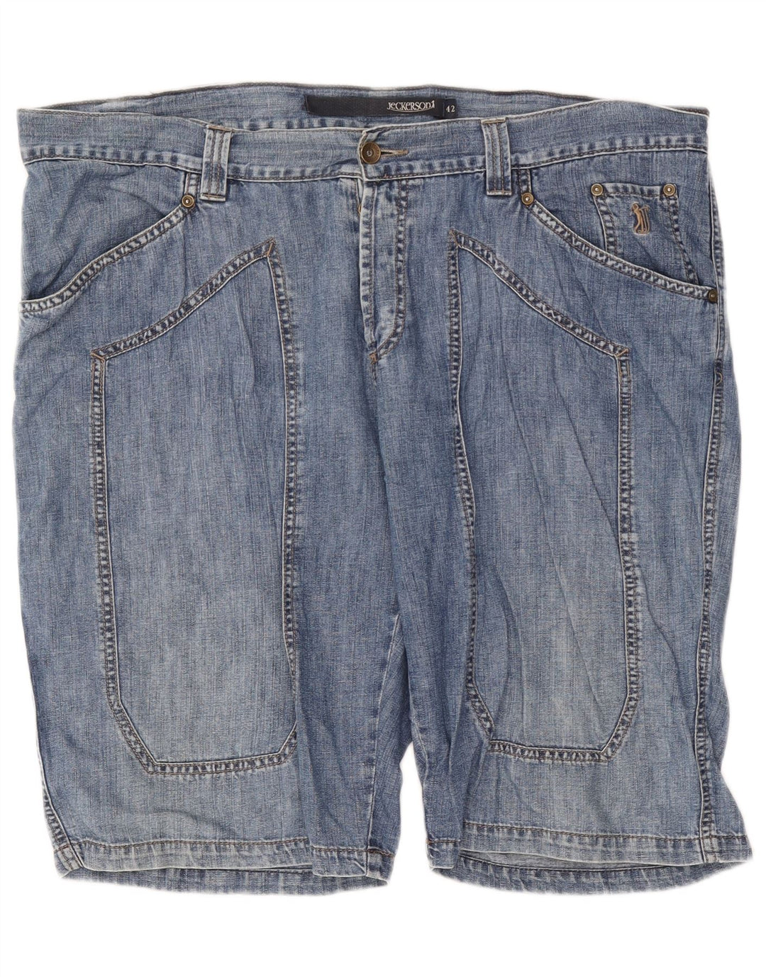 Jeckerson Mens Denim Shorts W42 2XL Blue Cotton