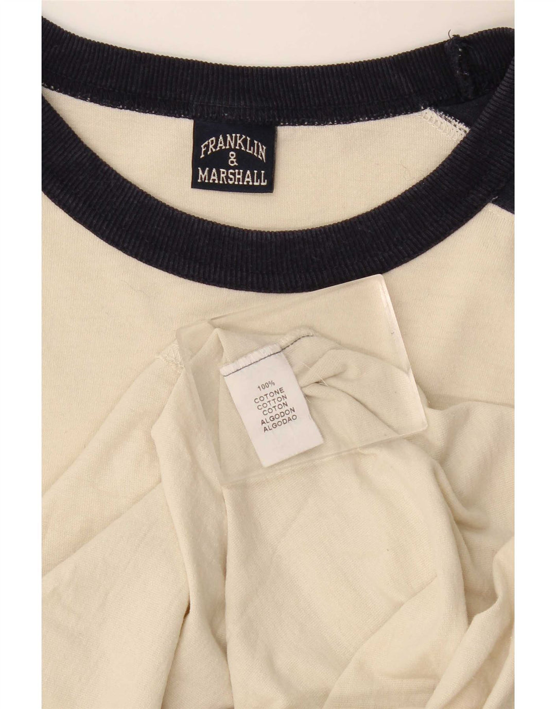 Franklin & Marshall Mens Graphic Top Long Sleeve Medium Off White