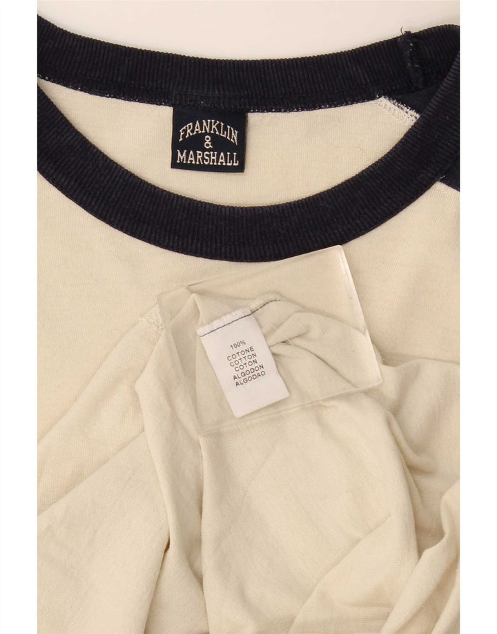 Franklin & Marshall Mens Graphic Top Long Sleeve Medium Off White