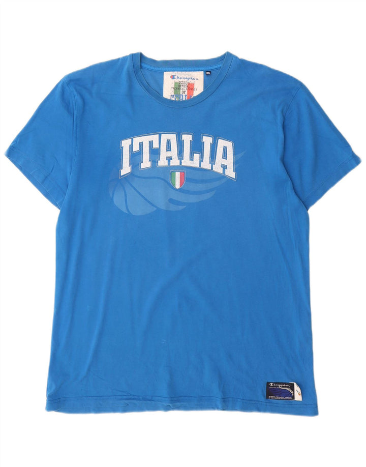 Champion Mens Italia Graphic T-Shirt Top 2XL Blue