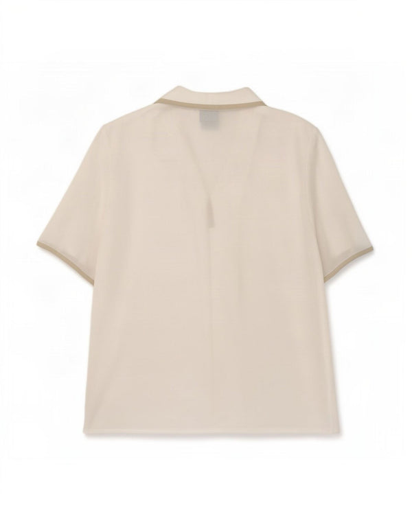 Luisa Spagnoli Womens Short Sleeve Shirt Blouse IT 46 Large White Polyester