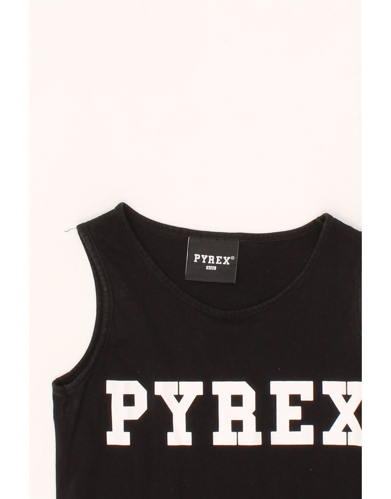PYREX Girls Graphic Sleeveless T-Shirt Dress 9-10 Years Black Vintage Pyrex and Second-Hand Pyrex from Messina Hembry 