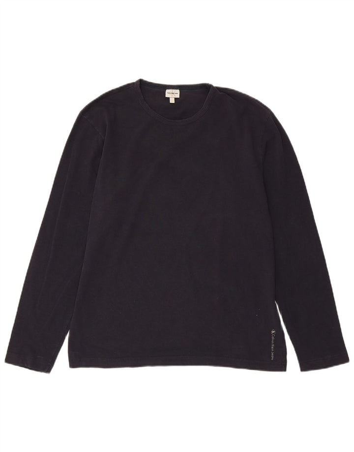 Calvin Klein Jeans Mens Top Long Sleeve Medium Navy Blue