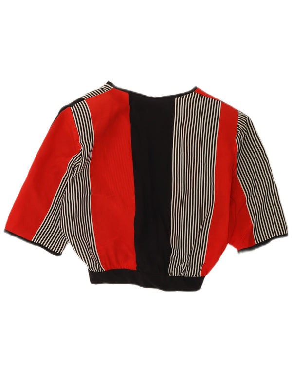 Vintage Womens Crop Cardigan Top UK 12 Medium Multicoloured Striped