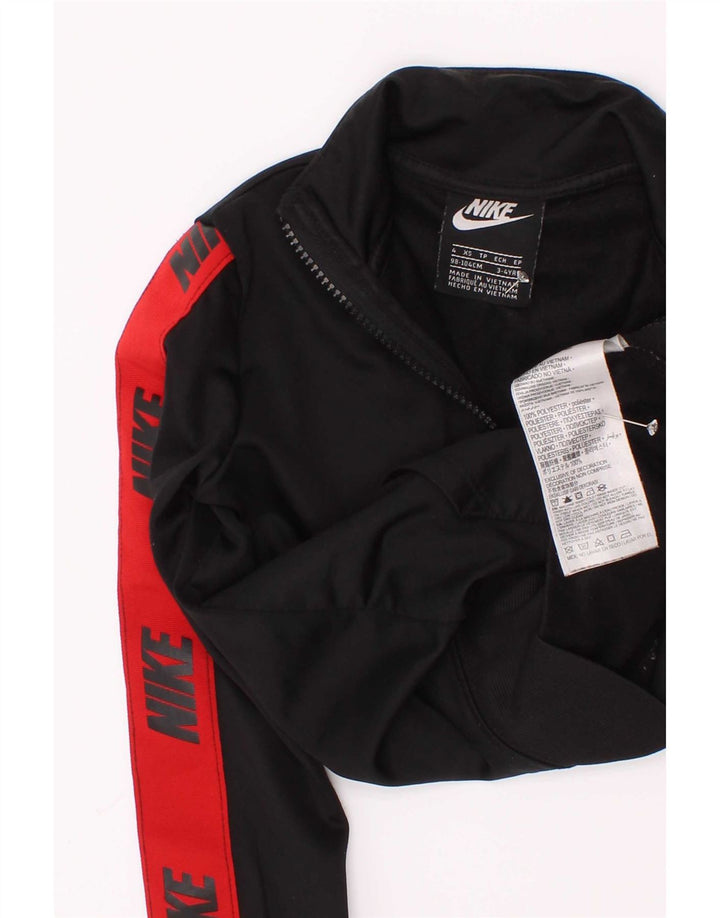 Nike Boys Graphic Tracksuit Top Jacket 3-4 Years XS Black Colourblock