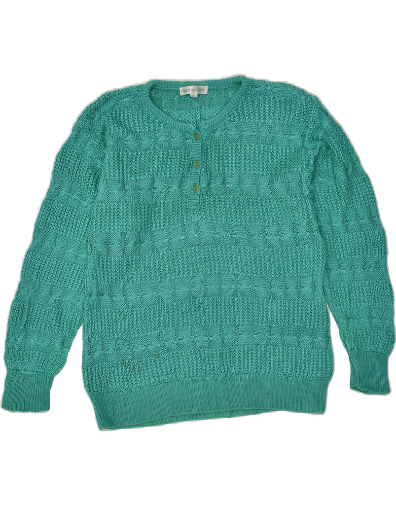 MALINA WONG Womens Crew Neck Jumper Sweater EU 40 Medium Turquoise | Vintage Malina Wong | Thrift | Second-Hand Malina Wong | Used Clothing | Messina Hembry 