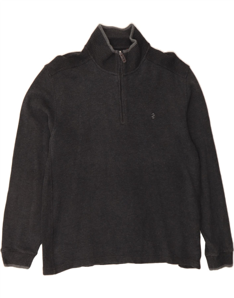 IZOD Mens Zip Neck Jumper Sweater Medium Grey Cotton Vintage Izod and Second-Hand Izod from Messina Hembry 